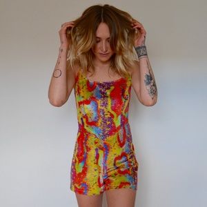 SOLD Vintage Velvet Snakeskin Playsuit S